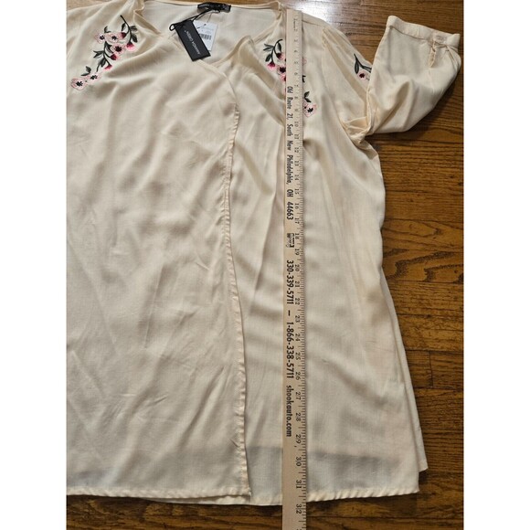 Amanda Green Womens XL Floral Embroidered Boho Open Front Blouse New - Picture 9 of 9